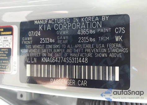 2025 Kia K5 Gt-Line z USA, uszkodzony, nr VIN KNAG64J74S5311448